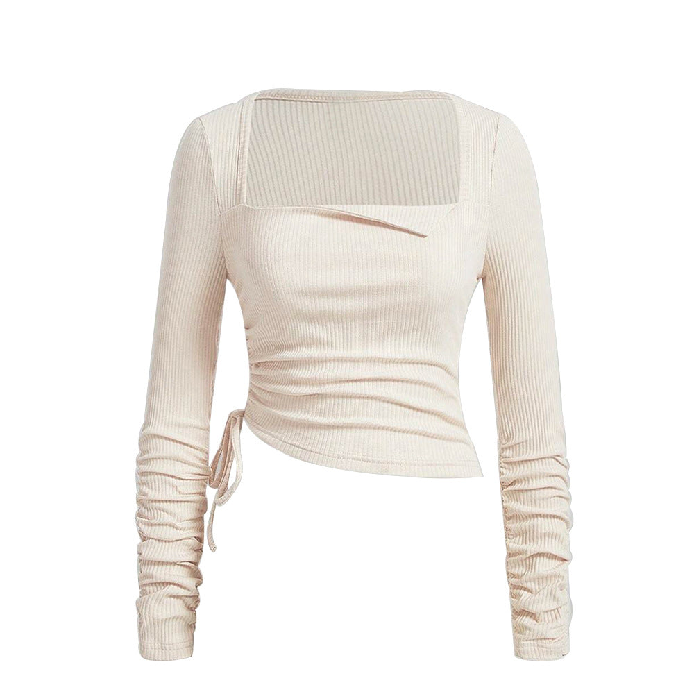 Kvinders afslappede top med raffinerede samlingselementer og firkantet neckline Stilla