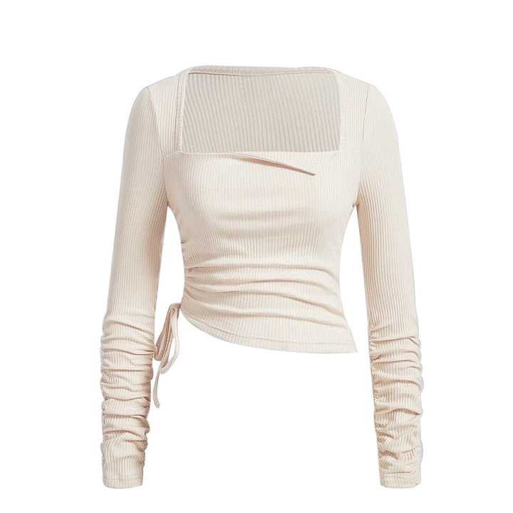 Kvinders afslappede top med raffinerede samlingselementer og firkantet neckline Stilla