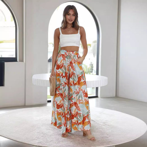 Dame blomsterprint maxi-bukser Stilla