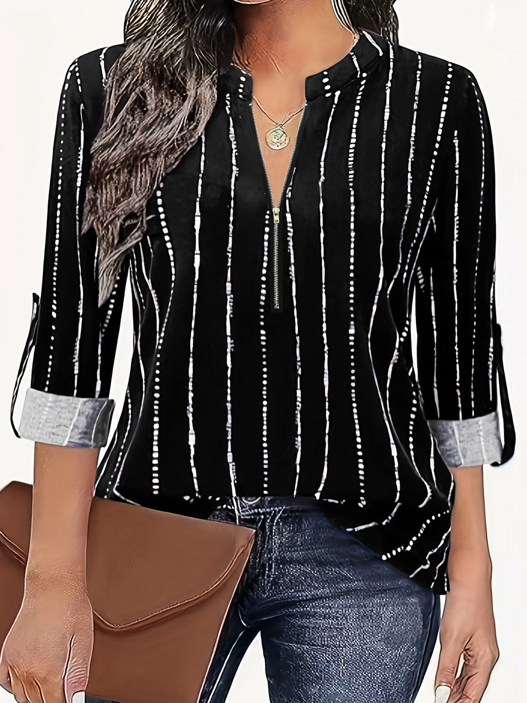 Dame Casual Bluse med stilfuldt stribemønster Stilla