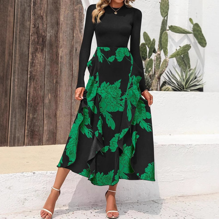 Dame Maxikjole med blomsterdesign og trendy snit Stilla