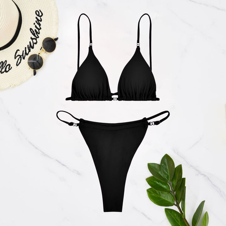 Dame triangel-bikini med fine ruffle-detaljer og justerbare stropper Skovae