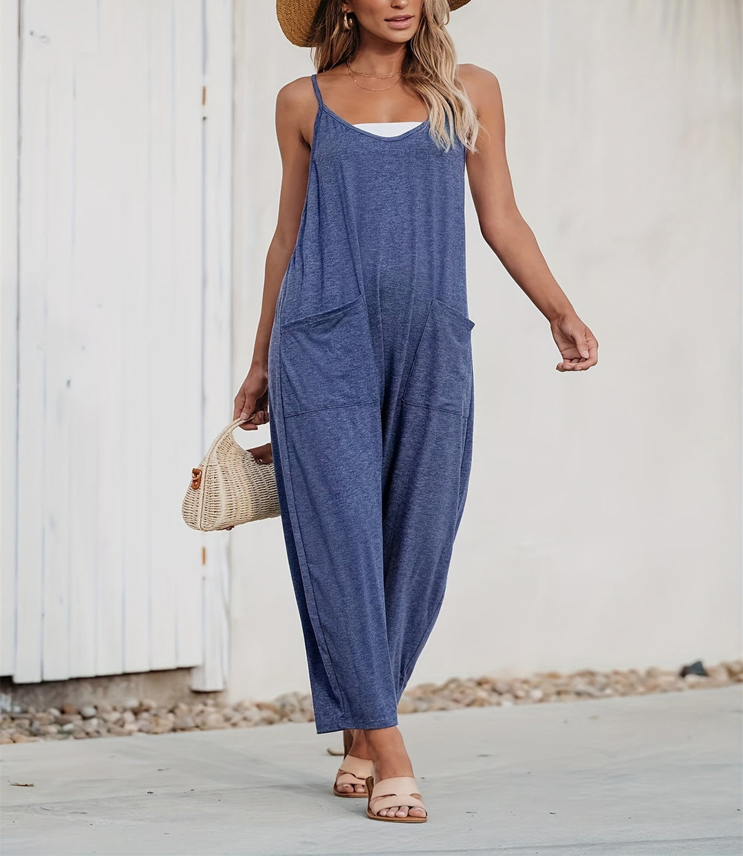 Damer komfortabel Sommer-jumpsuit med praktiske lommer og justerbare stropper Stilla