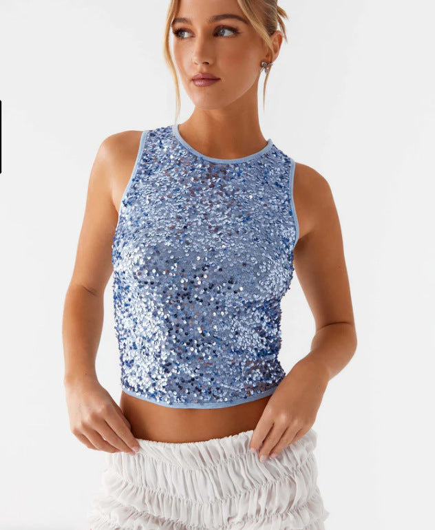Dame funktionel top med skinnende pailletter Stilla