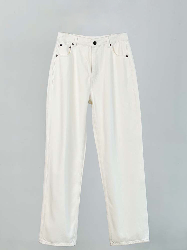 Dame klassiske hvide jeans i afslappet snit Stilla