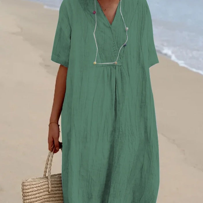 Dame Casual Strandkjole med V-hals og løst design Stilla