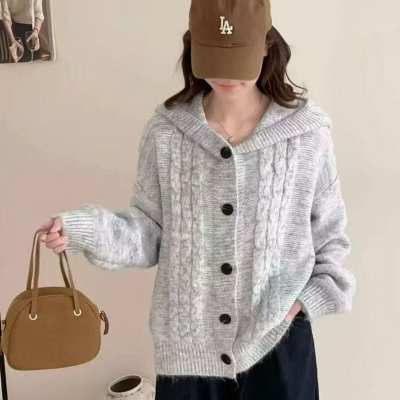 Damerne Cozy Cardigan med Komfortabel Hættekrave og Iøjnefaldende Knapper Stilla