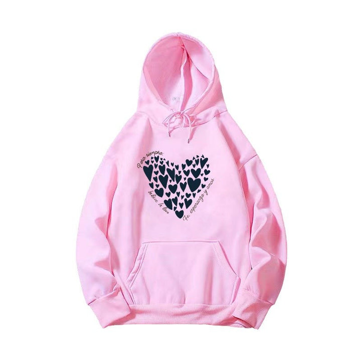 Kvinders hoodie med kreativ hjerte design Skovae
