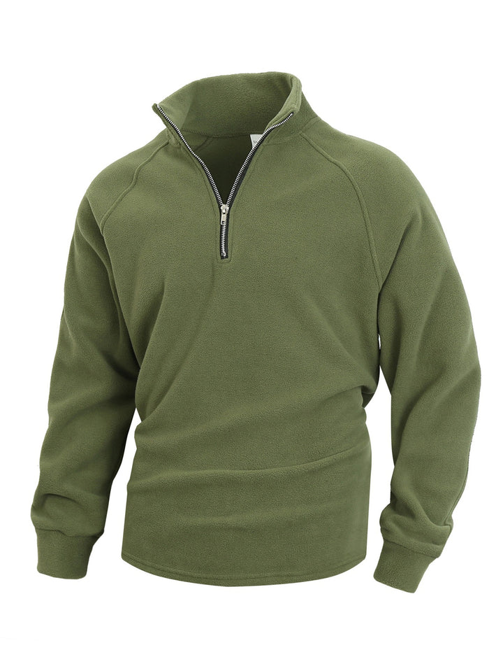 Herren fleece-pullover med halvmeter lynlås og elastiske manchetter Stilla