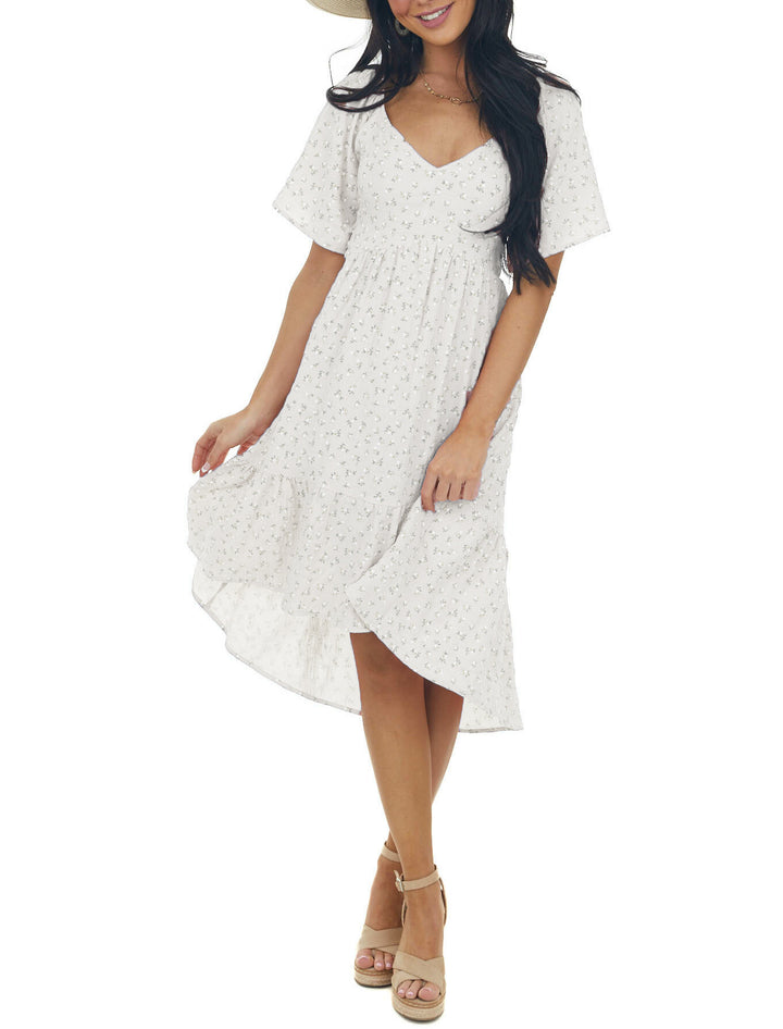 Dame Floral Print Hi-Low Midi Kjole Stilla