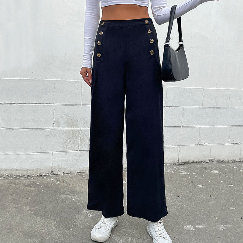 Dame Tailored Loose Bukser med Knapdetaljer Stilla
