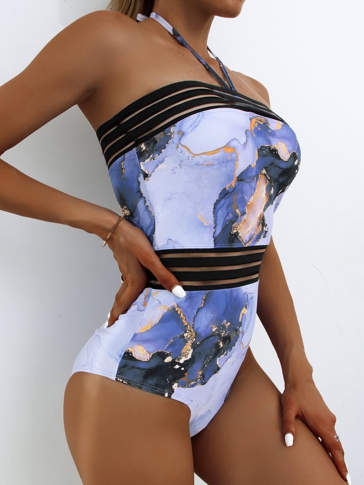 Dame High-Waist Badedragt med elegante striber og moderne accenter Stilla