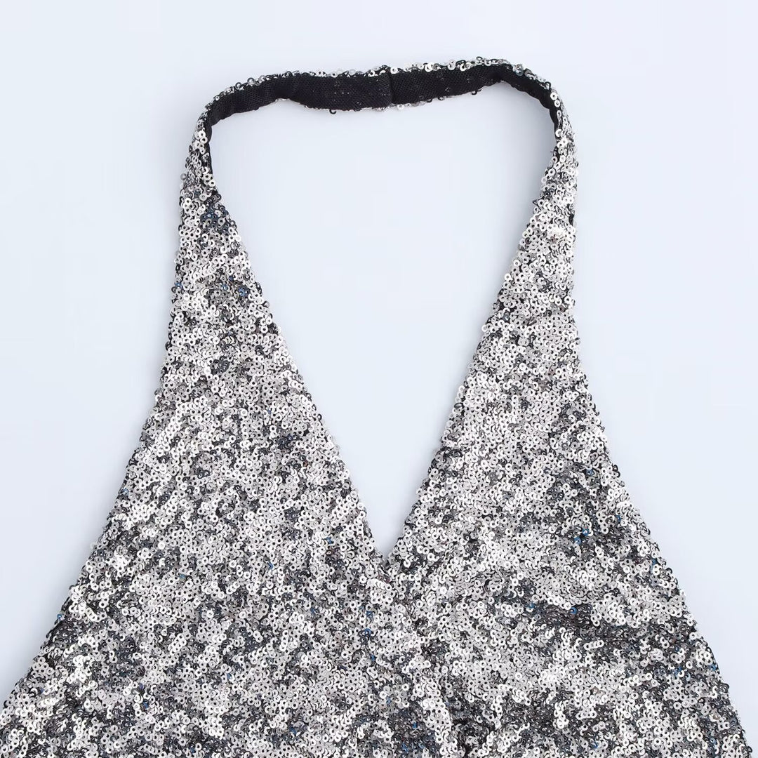 Femme Halterneck Glimmer Crop Top Stilla