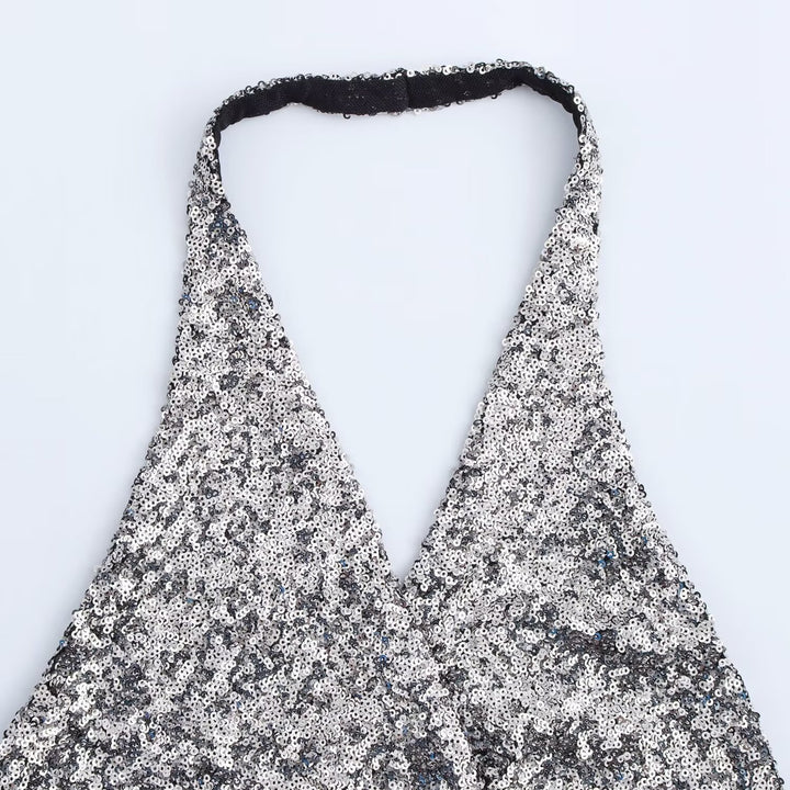 Femme Halterneck Glimmer Crop Top Stilla