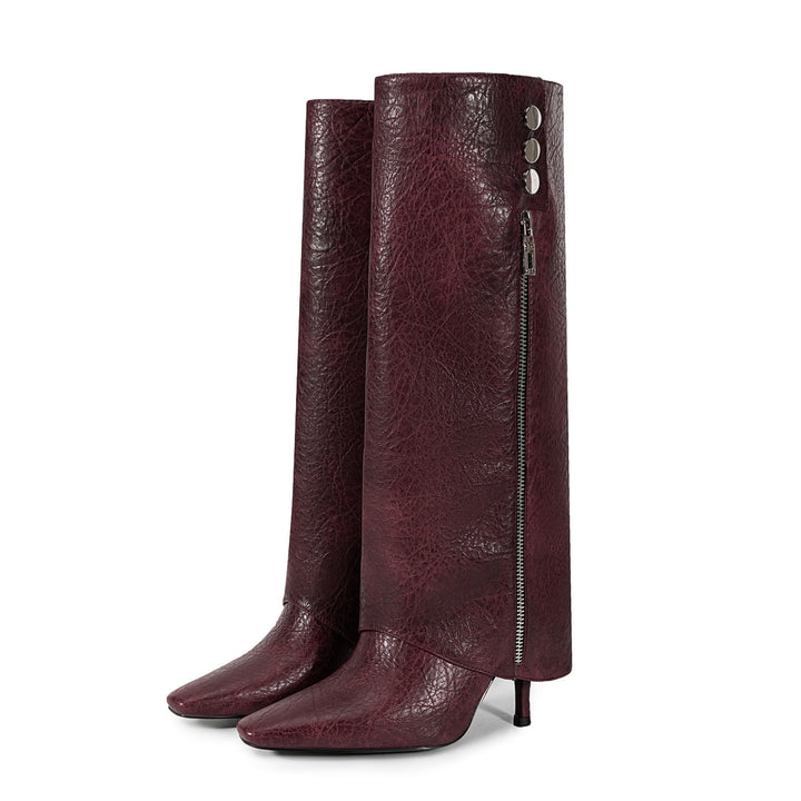 Femme Over-the-Knee Skulptureret Læder Stiletto Støvler Stilla