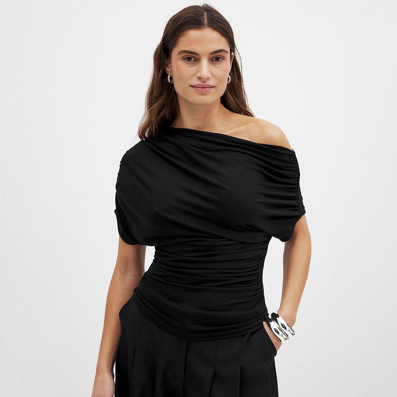 Damer asymmetrisk kryds top med raffinerede draperinger Skovae