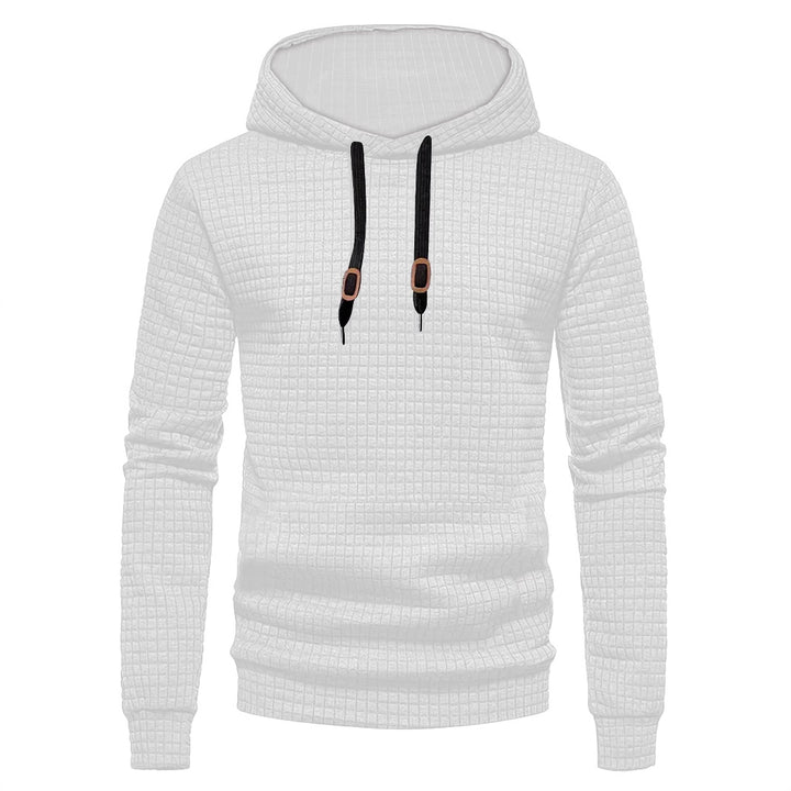 Herre nan quiltet hoodie med rektangulær quiltning, snøring og ribstrikkede manchetter Skovae