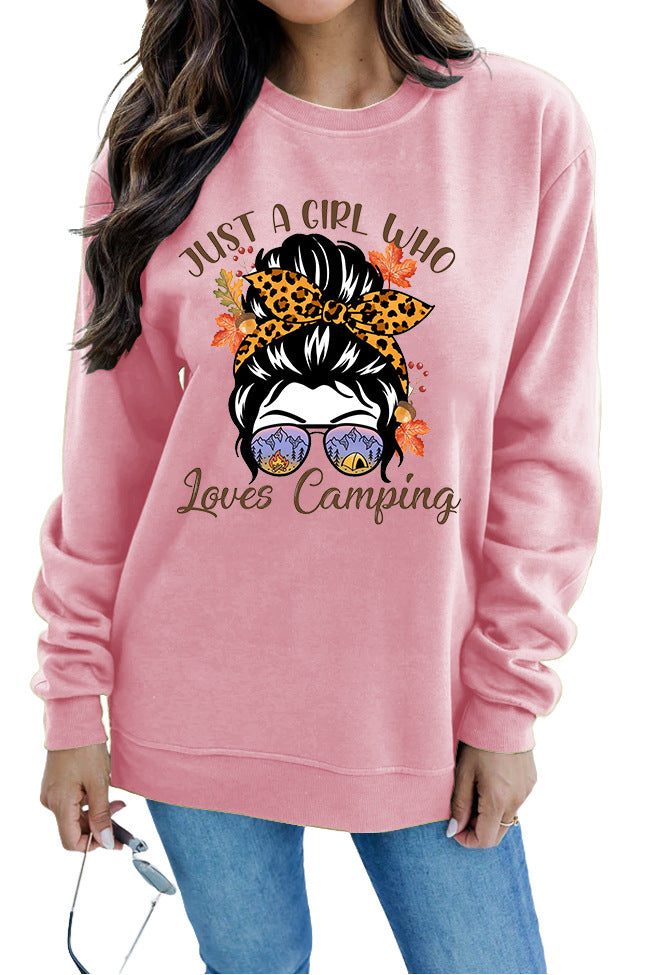 Kvinders sweatshirt med kunstnerisk campingmotiv Stilla