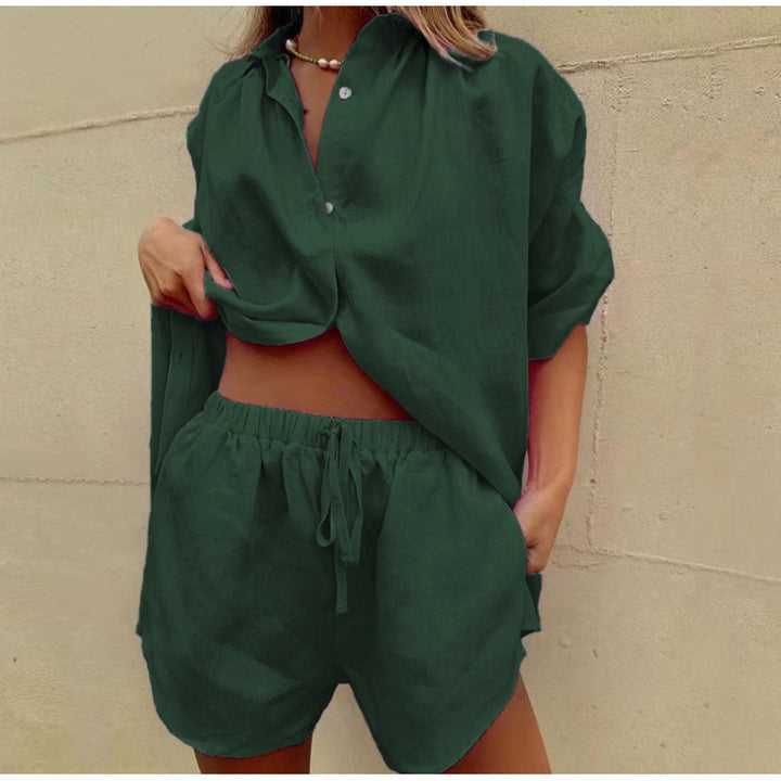 Damer Luftige Linned bluse med løse shorts Stilla