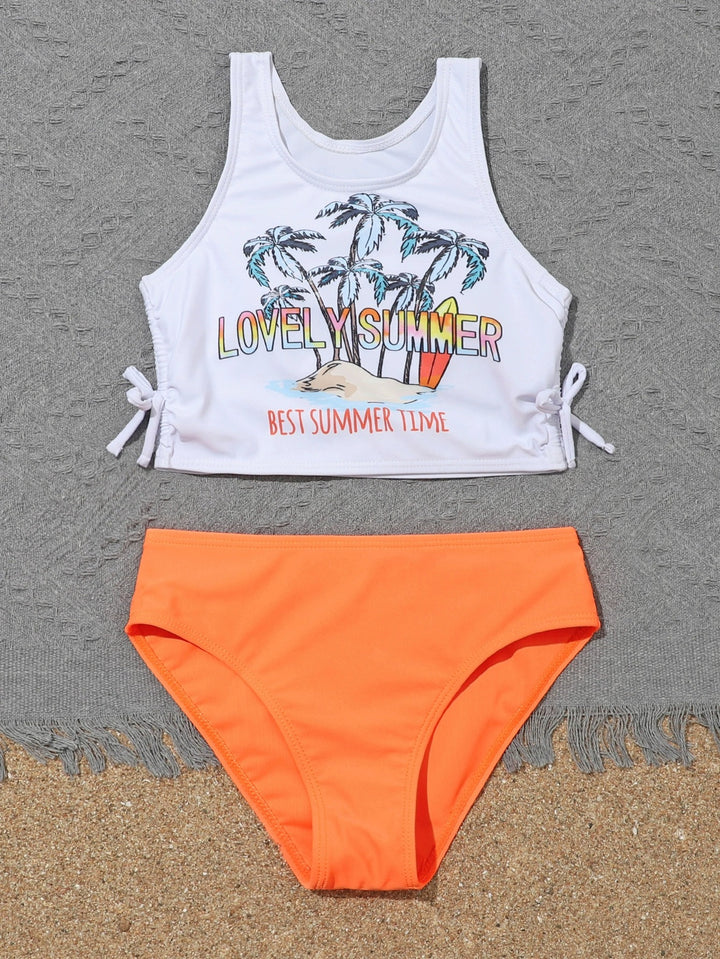 Dame Grafik Crop Top Bikini Sæt Stilla