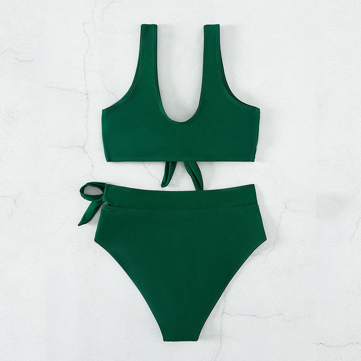 Dame Høj talje bikini-sæt med bindebånd og elegant pasform Skovae