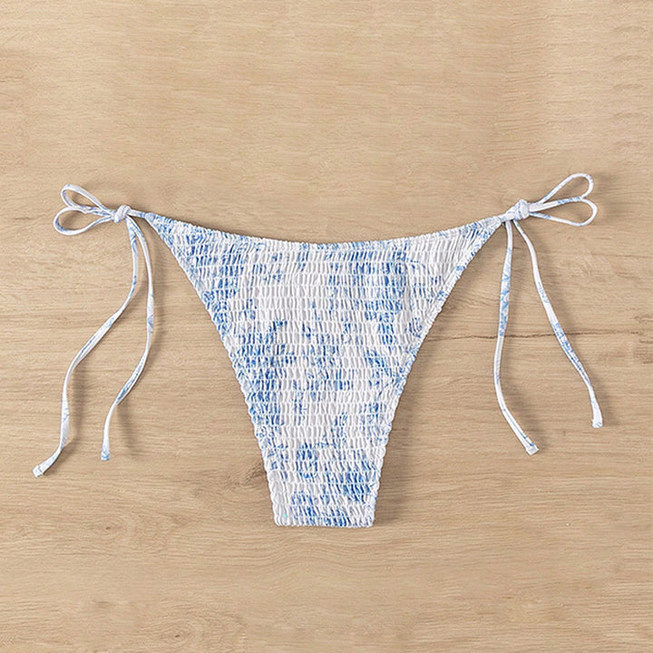 Dame bikini-bukser med justerbare bindebånd i siderne og elegant flæse-design Skovae