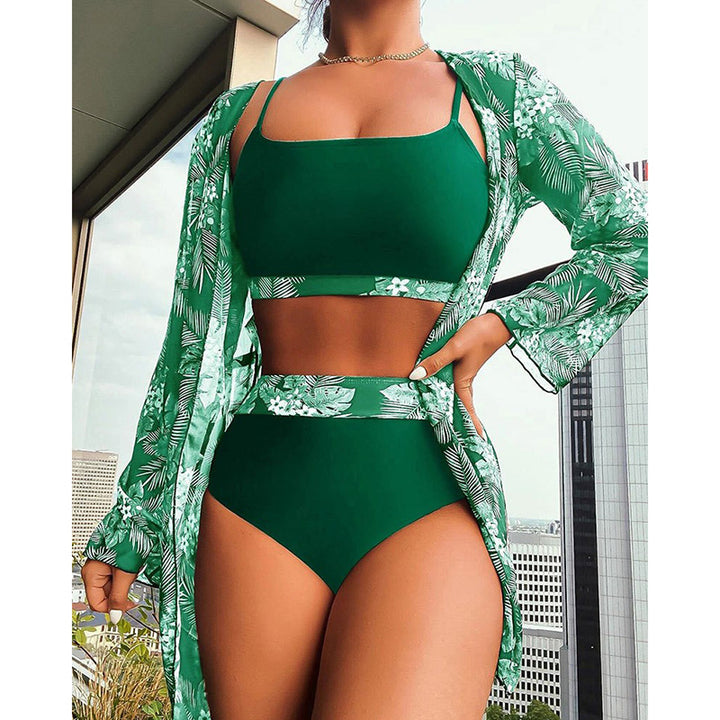 Dame Højskåret Blomster Halter-Bikini-Sæt Stilla