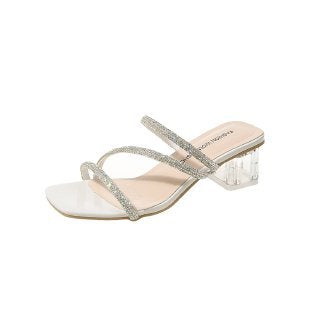 Dame Glitre Sandaler med gennemsigtige blokhæl og elegante stropper Stilla
