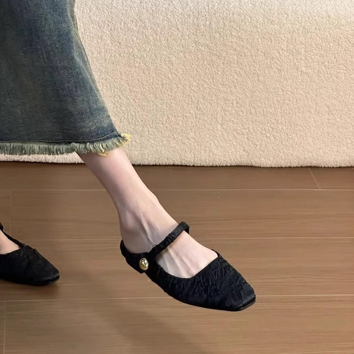 Dame elegant spids Slingback Ballerinas med dekorativ rem Stilla