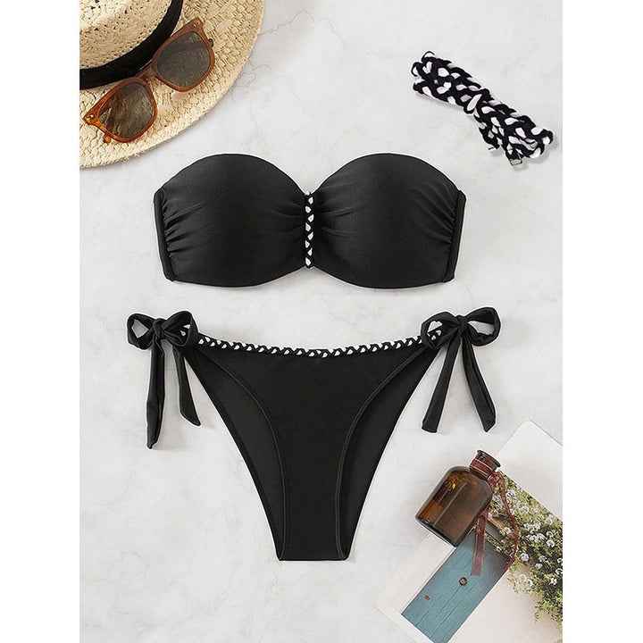 Dame Bandeau-bikini med elegant vikledetalje Skovae