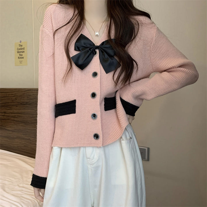 Femme Bow-Detail Strik-Cardigan Stilla