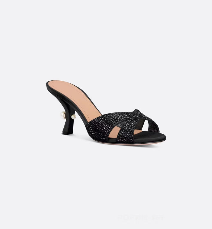 Femme Strass-besatte Åben-Tå High-Heel Mules Stilla