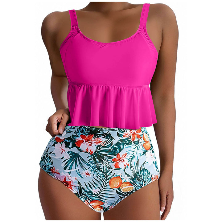 Dame bikiniset med voluminøs top og højt skårne shorts Stilla