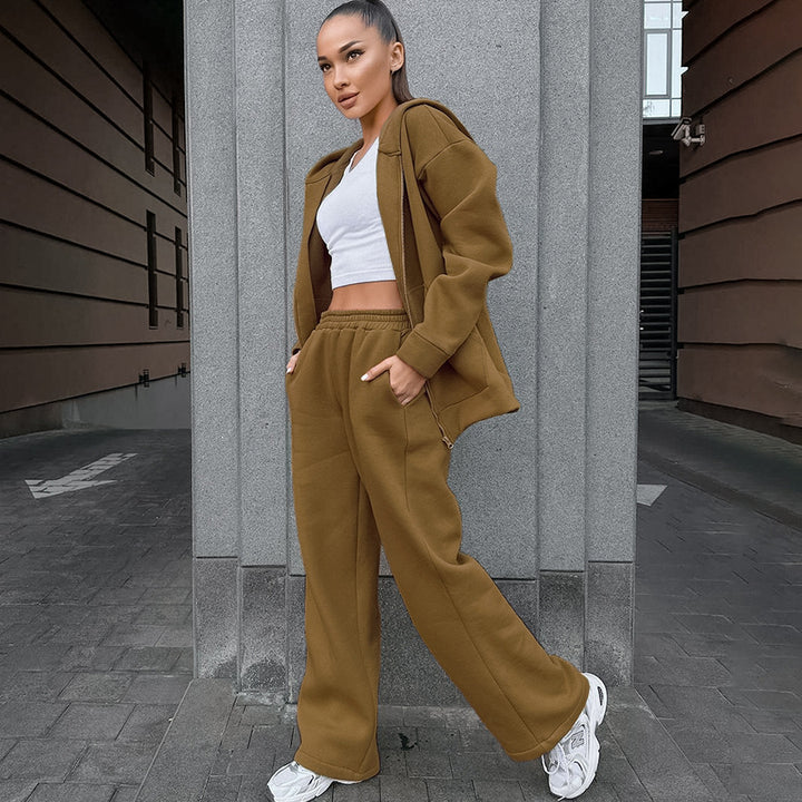 Dame Oversized Fritidsdragt i blødt fleece med praktiske lommer Stilla
