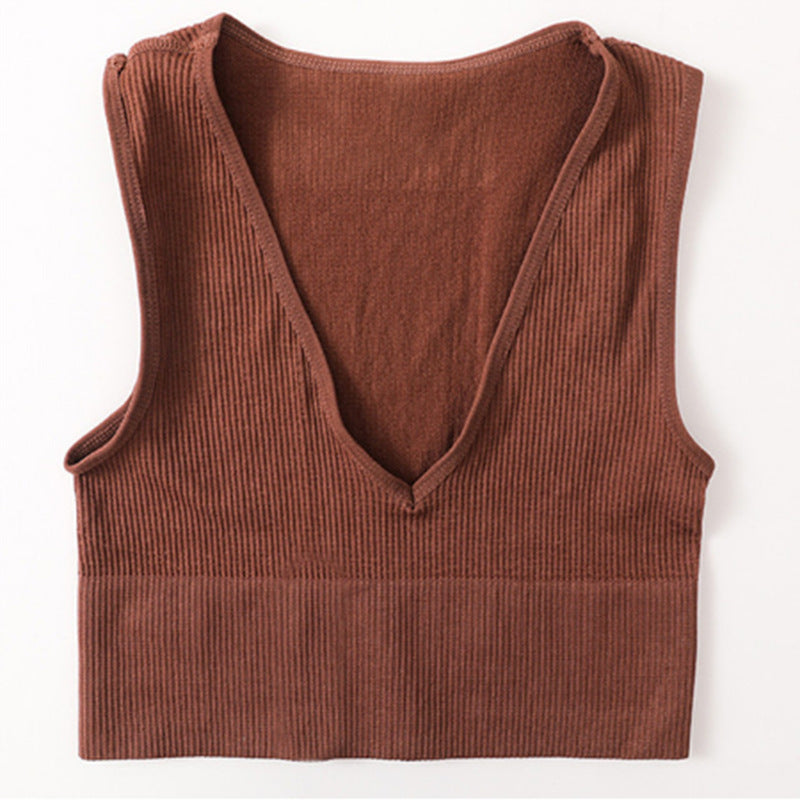 Dame Rib- V-udskæring Crop Top Stilla