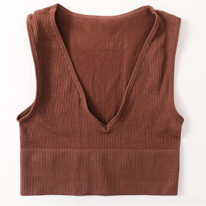 Dame Rib- V-udskæring Crop Top Stilla