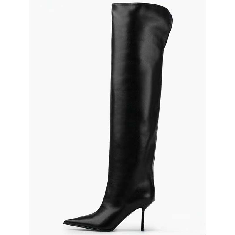 Femme spids afsluttende Over-the-Knee Stiletto-støvler med skulptureret hæl Stilla