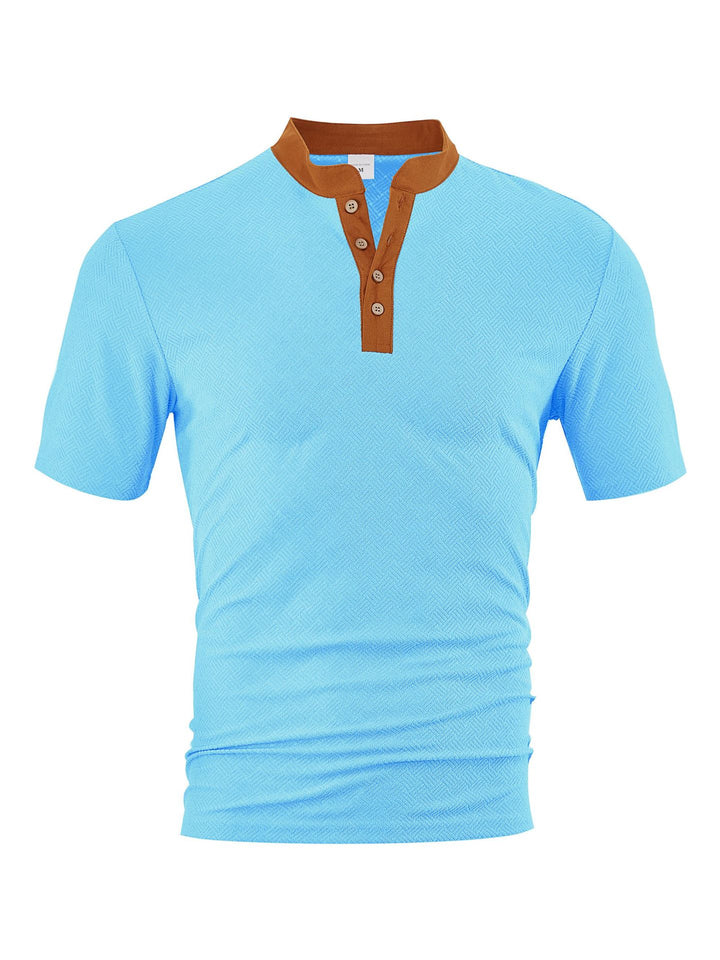 Herrer poloshirt med elegant Henley-udskæring og struktureret design Stilla