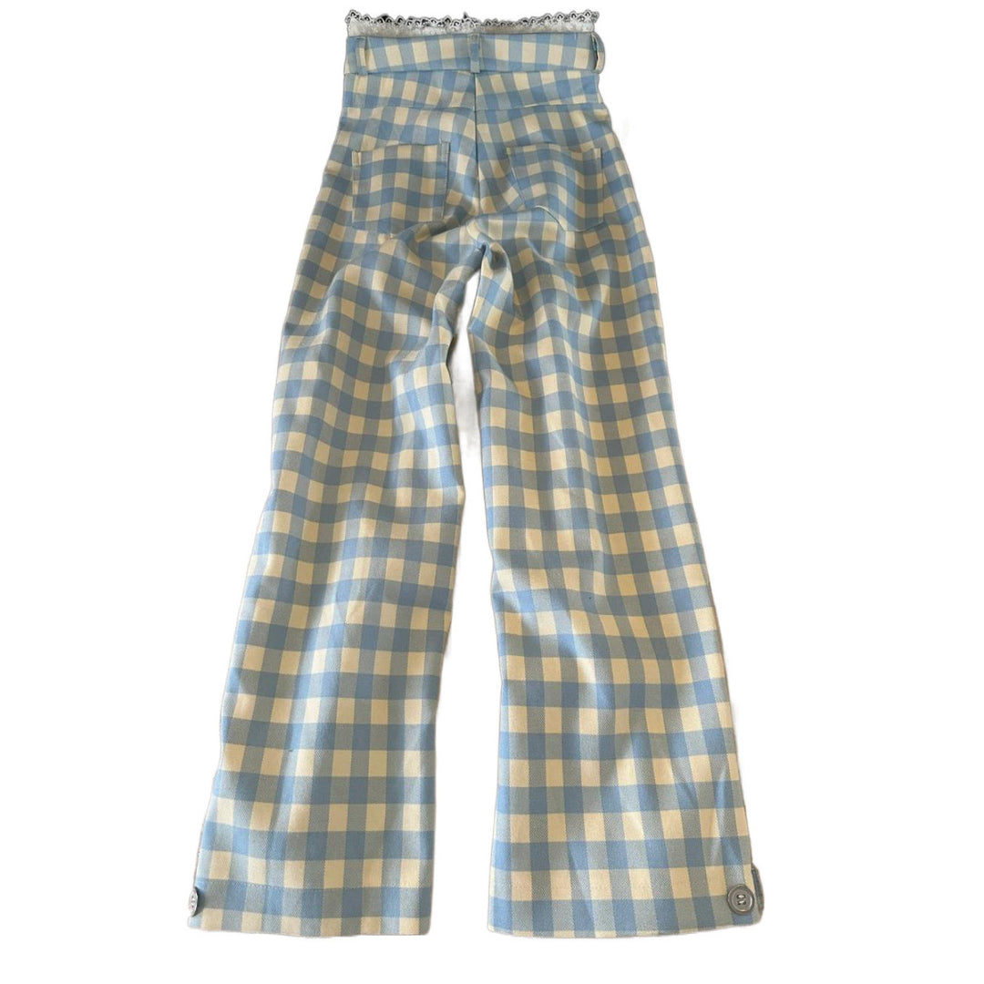 Dame Gingham Vidde-Bukser med Spidsesyning Stilla