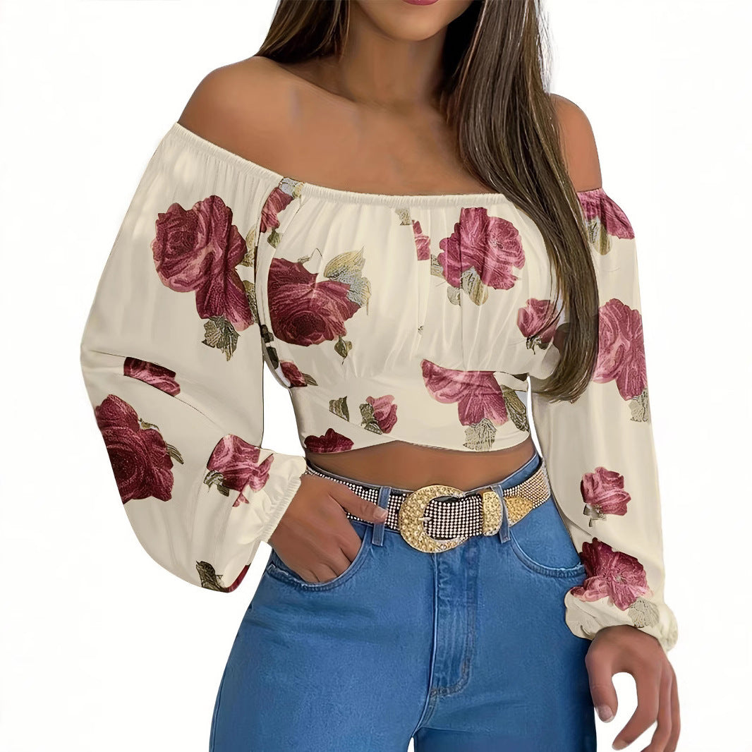 Dame Floral Off-Shoulder Crop Top Stilla
