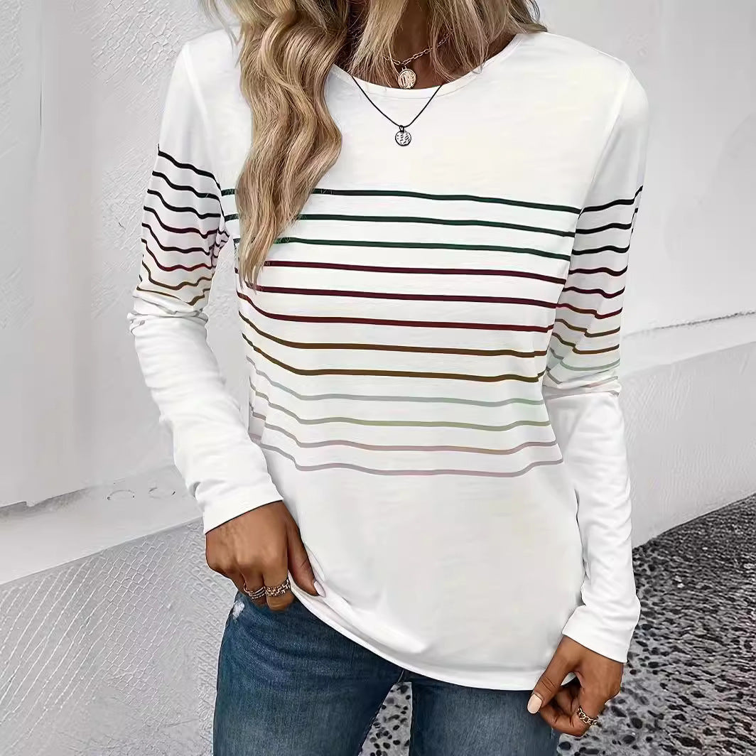Dame afslappet T-shirt med horisontalt stribemønster Stilla