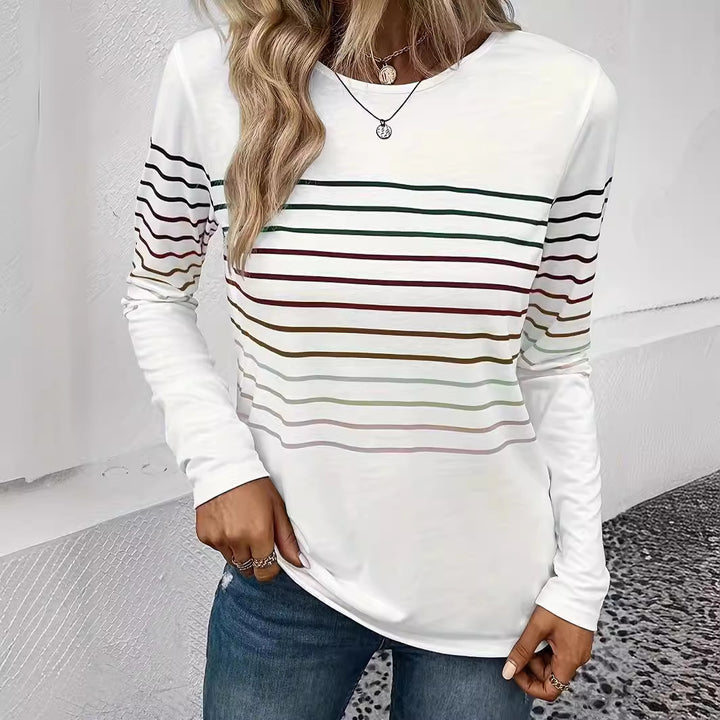 Dame afslappet T-shirt med horisontalt stribemønster Stilla