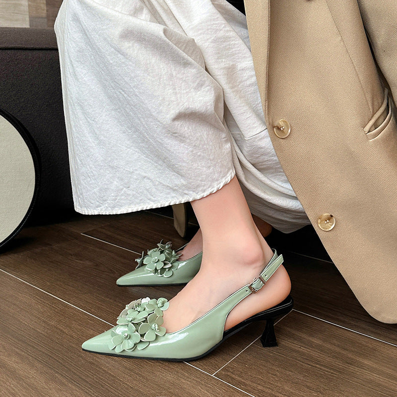 Damer Floral Udsmykkede Slingback Hæle Stilla
