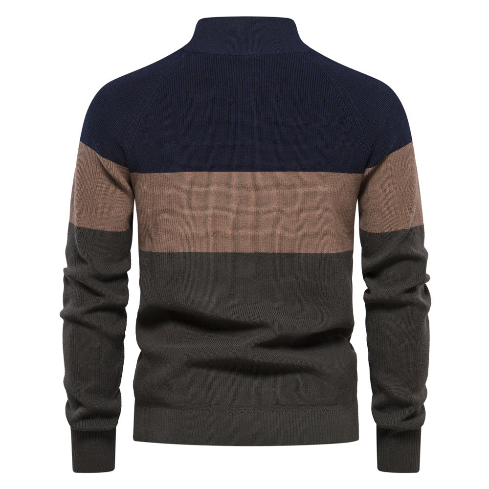 Herre strikjakke med lynlås og moderne bicolor-design Stilla