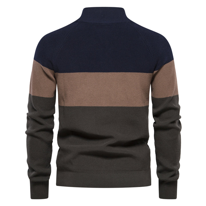 Herre strikjakke med lynlås og moderne bicolor-design Stilla