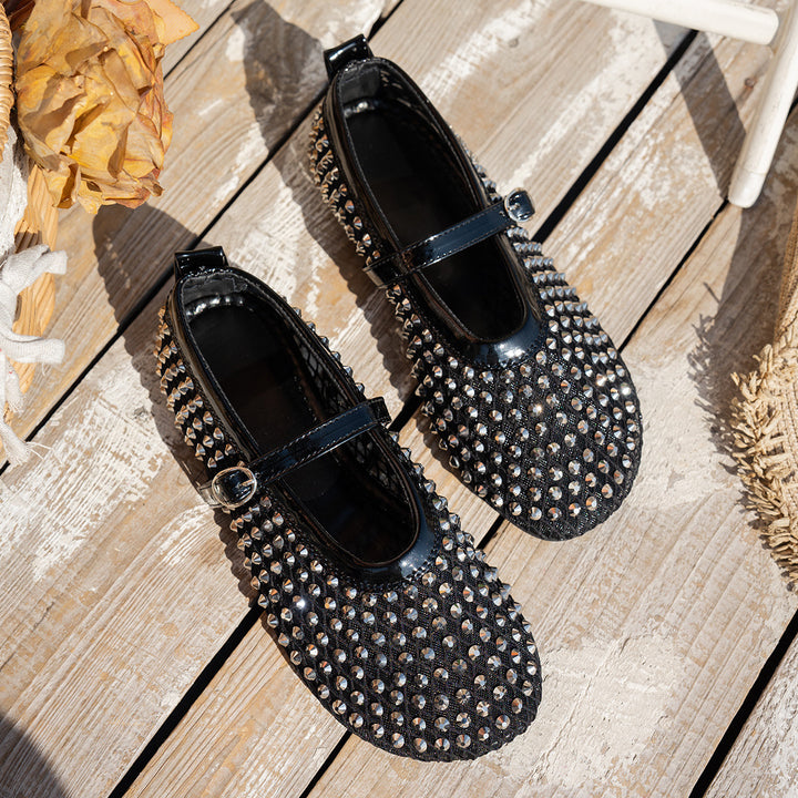Dame Elegant udsmykket Ballerina med rem Stilla