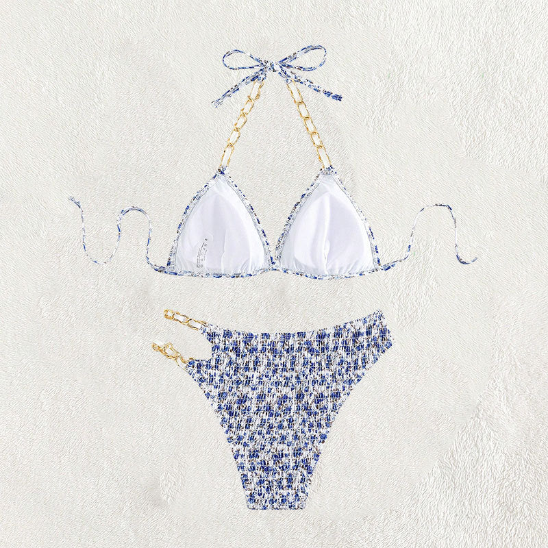 Dame triangel-bikini med elegante kædeudsmykninger Skovae