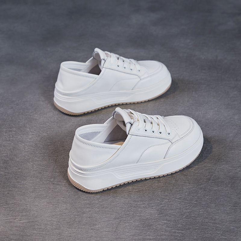 Dame Premium Læder Casual Sneakers med forhøjet sål Stilla