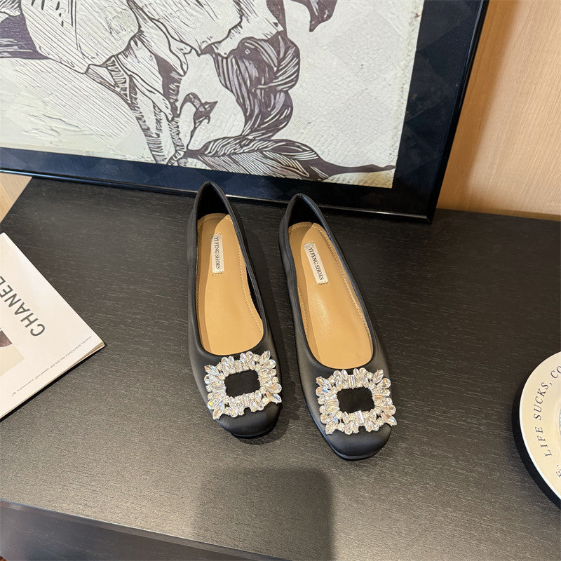 Dame elegante Slipper Ballerina Flade sko med prydede strass-accenter Stilla