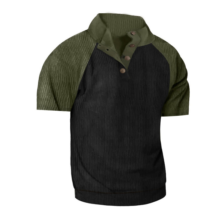 Herre Kortærmet Henley T-shirt med moderne strukturdesign Stilla